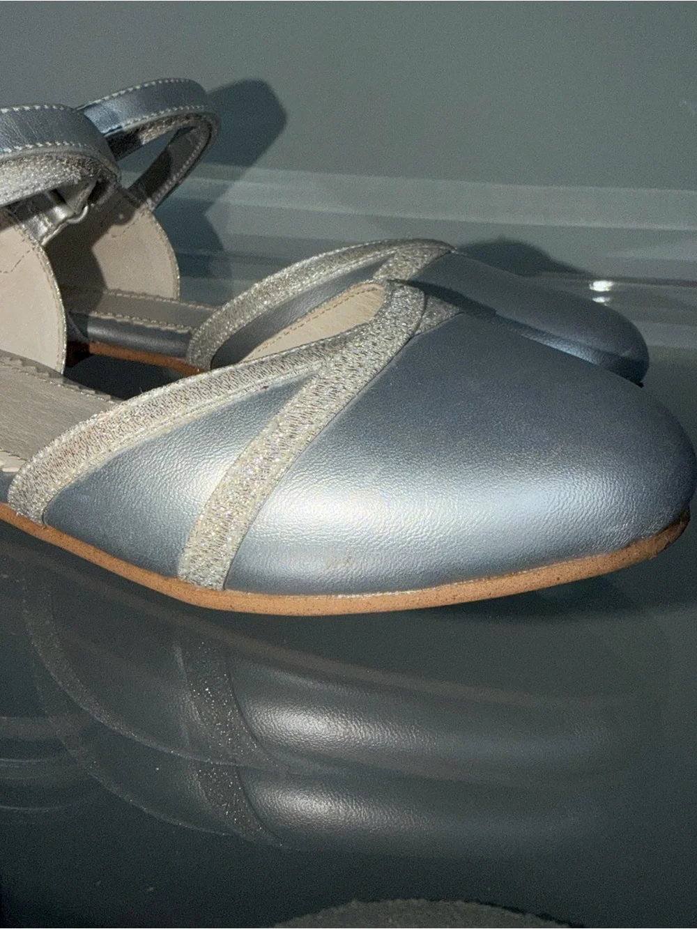 Mayoral Silver Girls' Mary Jane Flats with Glitter Straps